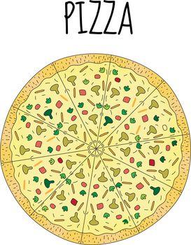 Ilustracja ze złocistą pizzą
