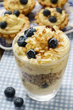 Jogurt z orzechami i borówkami