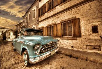 Klasyczny miętowy samochód