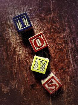 Klocki z napisem TOYS