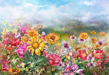 Kolorowy kwiecisty krajobraz