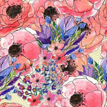 Maki namalowane akwarelami