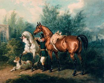 Masztalesz z końmi Działyńskich w Kórniku, Juliusz Kossak