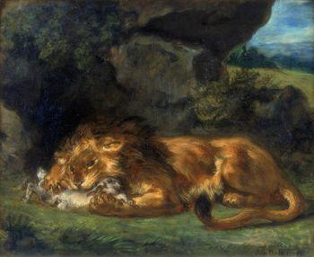 Lion Devouring a Rabbit, Delacroix