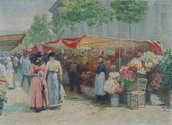 Targ na kwiaty przed kościołem św. Magdaleny w Paryżu, Józef Pankiewicz