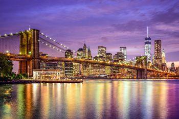 Widok na Most Brookliński i Manhattan, Nowy Jork