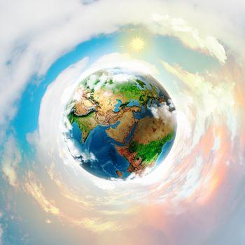 Ziemia na tle białych chmur