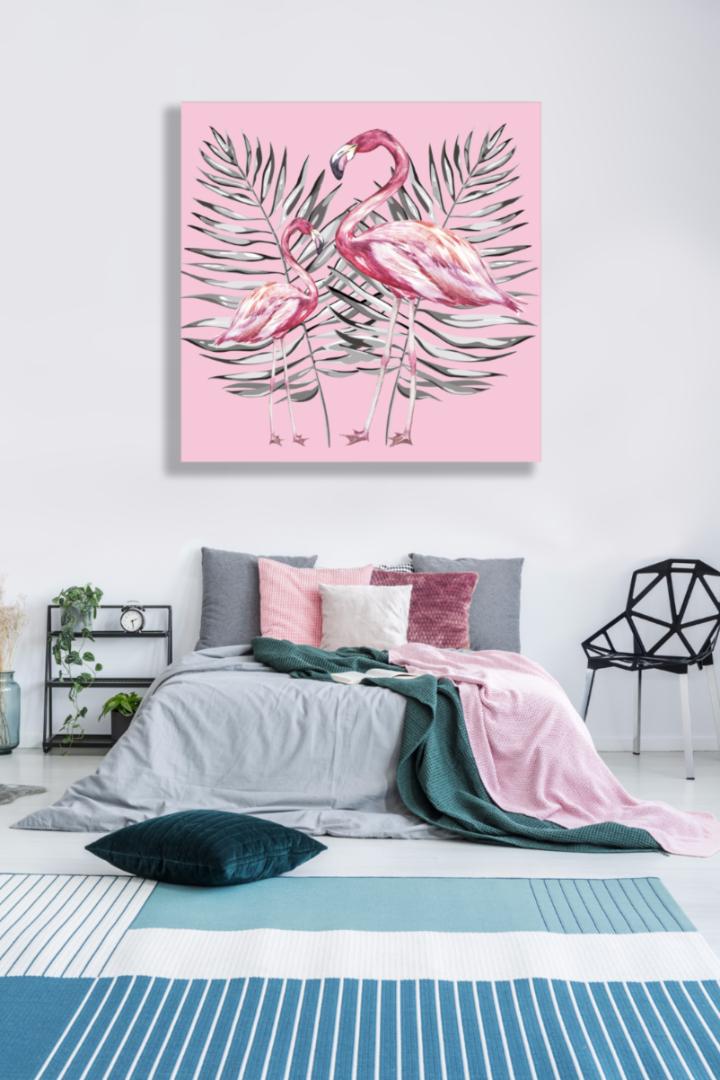 Sypialnia - Obraz na płótnie 'Dwa flamingi'
