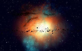 Asteroidy na tle mgławicy