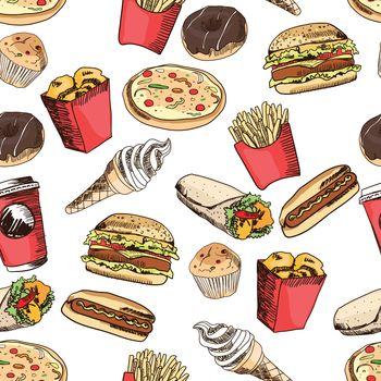 Grafika z lodami, burgerami i frytkami