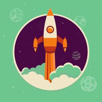 Ilustracja z rakietą kosmiczną