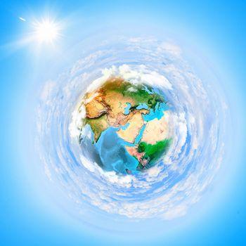 Ilustracja z Ziemią na niebieskim tle