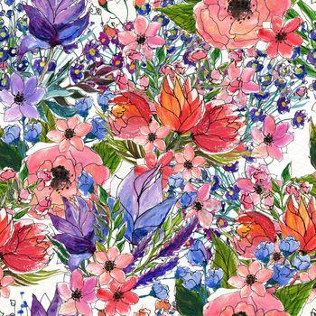 Kwiaty namalowane akwarelami