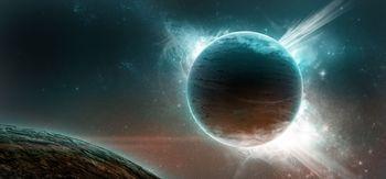 Planeta na jasnym tle