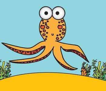 Pomarańczowa ośmiornica. Ilustracja