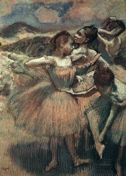 Danseues, jupes saumon, Degas