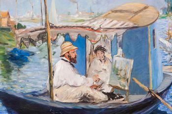 Monet painting in his Studio Boat, Edouard Manet, Manet