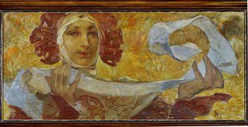 Woman with scarf, Alfons Mucha