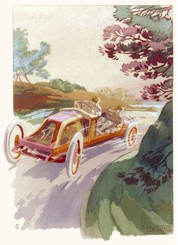 Ilustracja starego samochodu wyścigowego