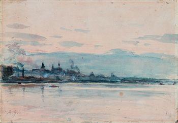 Widok z Zamkiem Królewskim, Aleksander Gierymski