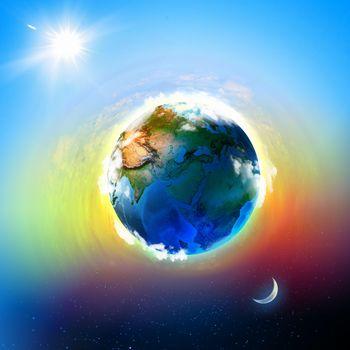 Ziemia na tle kolorowego tła