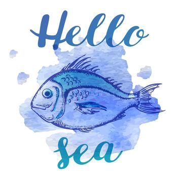 Ryba z napisem: Hello sea