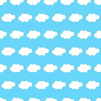 Bajkowe chmury na na niebieskim tle