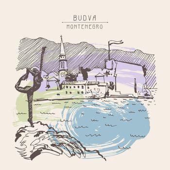 Czarnogórskie miasto na ilustracji