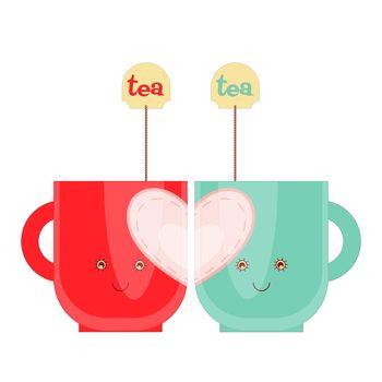 Dwa kubki herbaty z sercem