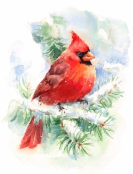 Czerwony ptaszek na gałęzi