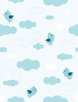 Cztery ptaki latające pomiędzy chmurami