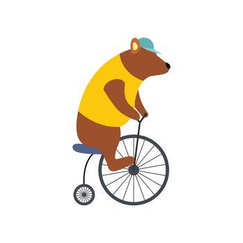 Grafika przedstawiająca niedźwiedzia jadącego na rowerze