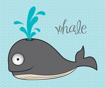 Grafika przedstawiająca uśmiechniętego wieloryba