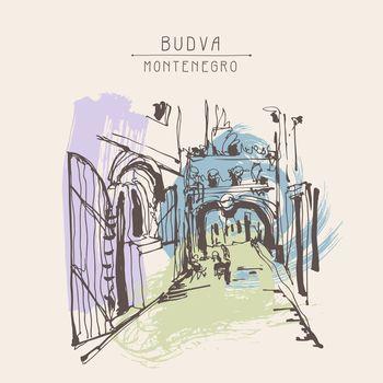 Ilustracja ulicy, Budva. Czarnogóra