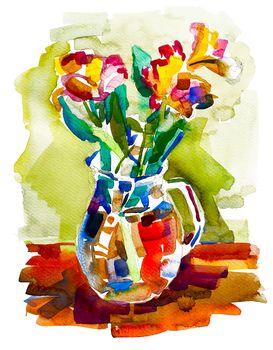 Kolorowa ilustracja z motywem kwiatowym