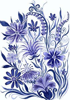 Kwiecista ilustracja w odcieniach fioletu