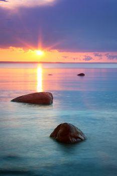 Nadmorski zachód słońca