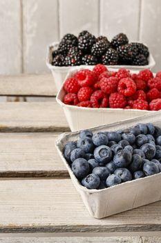 Owoce leśne w papierowych pudełkach