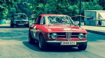 Czerwona sportowa Alfa Romeo. Vintage 