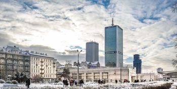 Zimowy dzień w centrum Warszawy