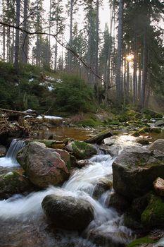 Potok górski. Szklarska poręba. Polska