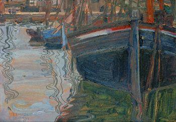 Boats, reflecting on the water, Schiele