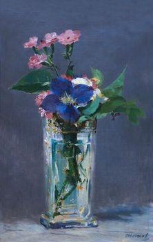 Pinks and Clematis in a Crystal Vase, Manet