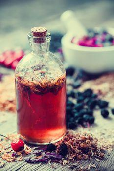 Suszona kompozycja w szklanej butelce