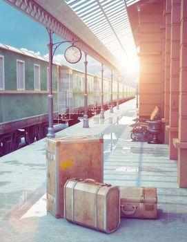 Walizki na peronie
