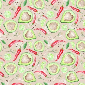Wzór z papryką i awokado