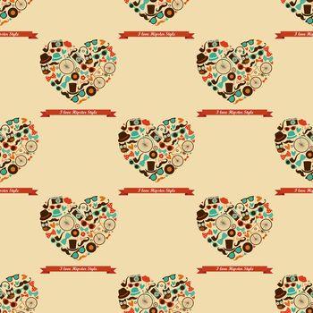 Wzór z sercami retro