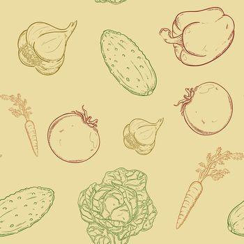 Wzór ze szkicami warzyw
