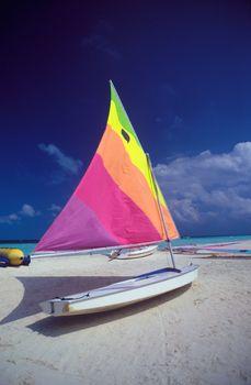 Żaglówka zacumowana na plaży