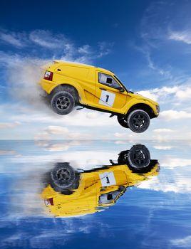 Żółty samochód wyścigowy